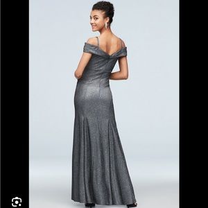 R&M Richards off the shoulder cap sleeved mermaid gown